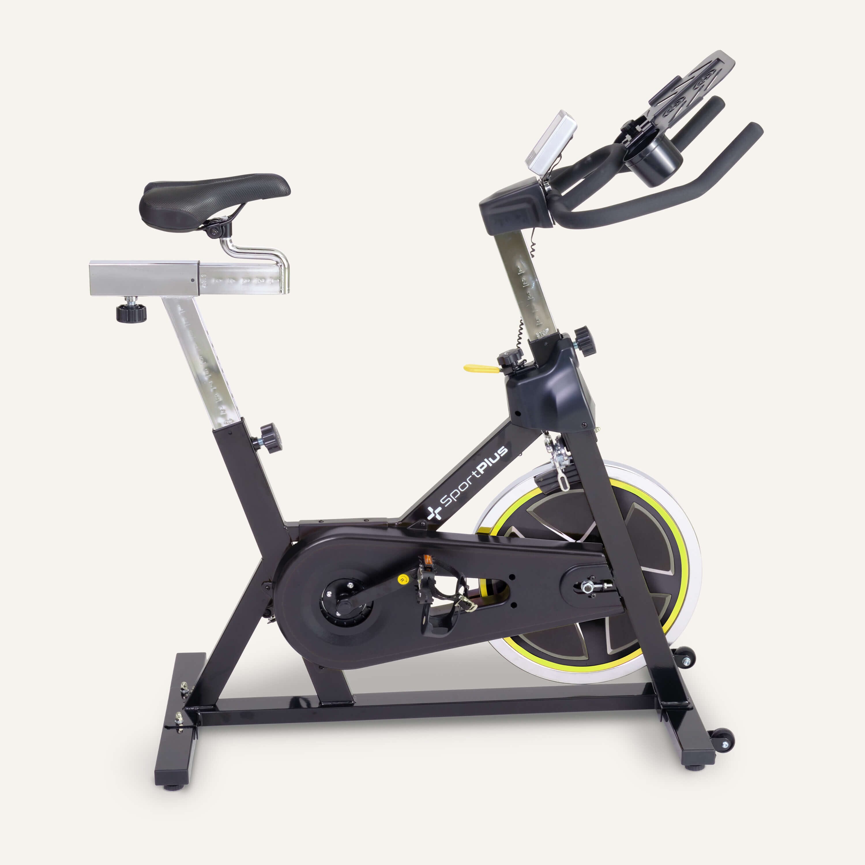 Indoor Cycle Speedbike/ Ergometer mit Bremsbackensystem &amp; App-Kompatibilität SP-SRP-2100-i SportPlus Black/Sun 